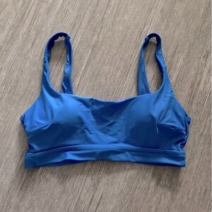 Blue scoop neck bikini top